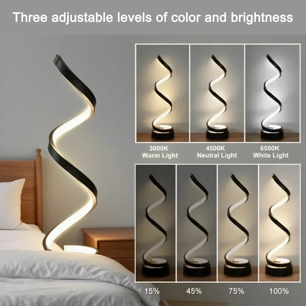 LED Spiral Dimmable Table Lamp for Bedroom & Office