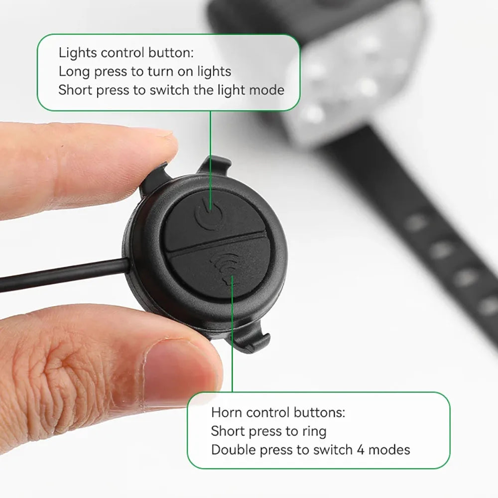 2-in-1 Bicycle Headlight & Horn Rechargeable Bike Light