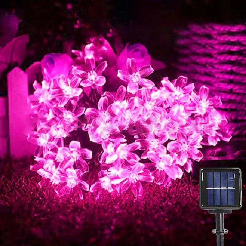 Solar Lotus Flower Fairy Lights Outdoor Garden Decor