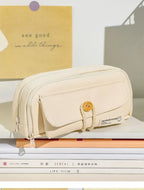 Cute Canvas Pencil Case Large Opening Student Stationery Bag