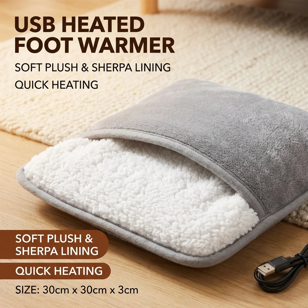 Winter Electric Foot Heating Pad Soft Washable Flannel Warmer Constant Heat