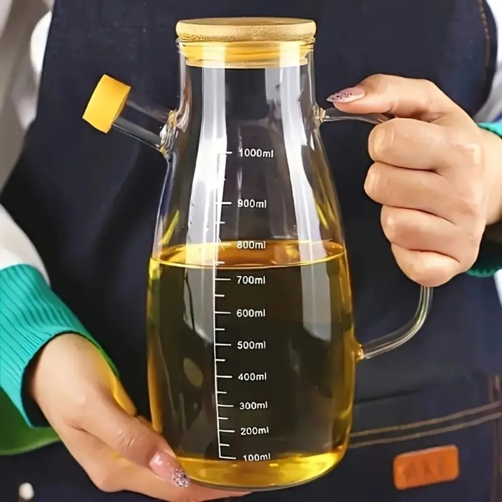 900/1000ml Glass Oil Bottle Heat Resistant Oil Dispenser with Handle Secondary image