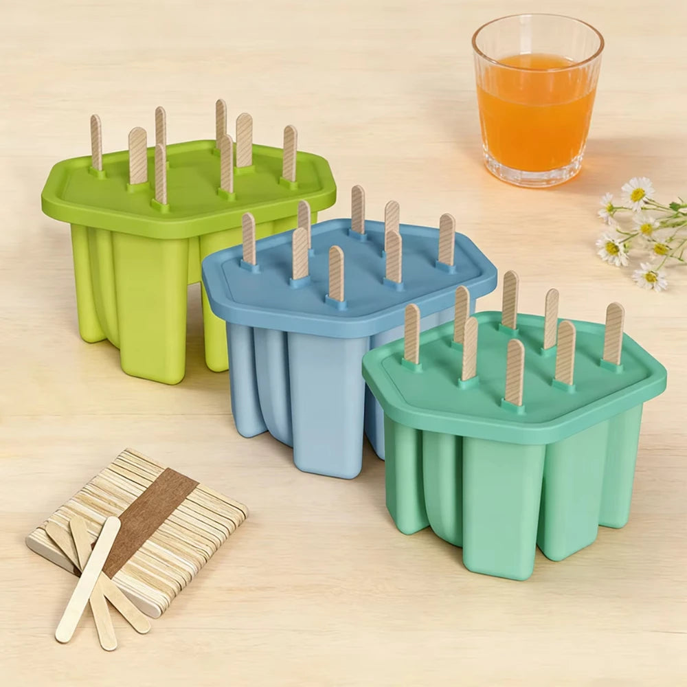 8 Holes Silicone Popsicle Mold – Reusable Ice Pop Maker Tray Easy Release