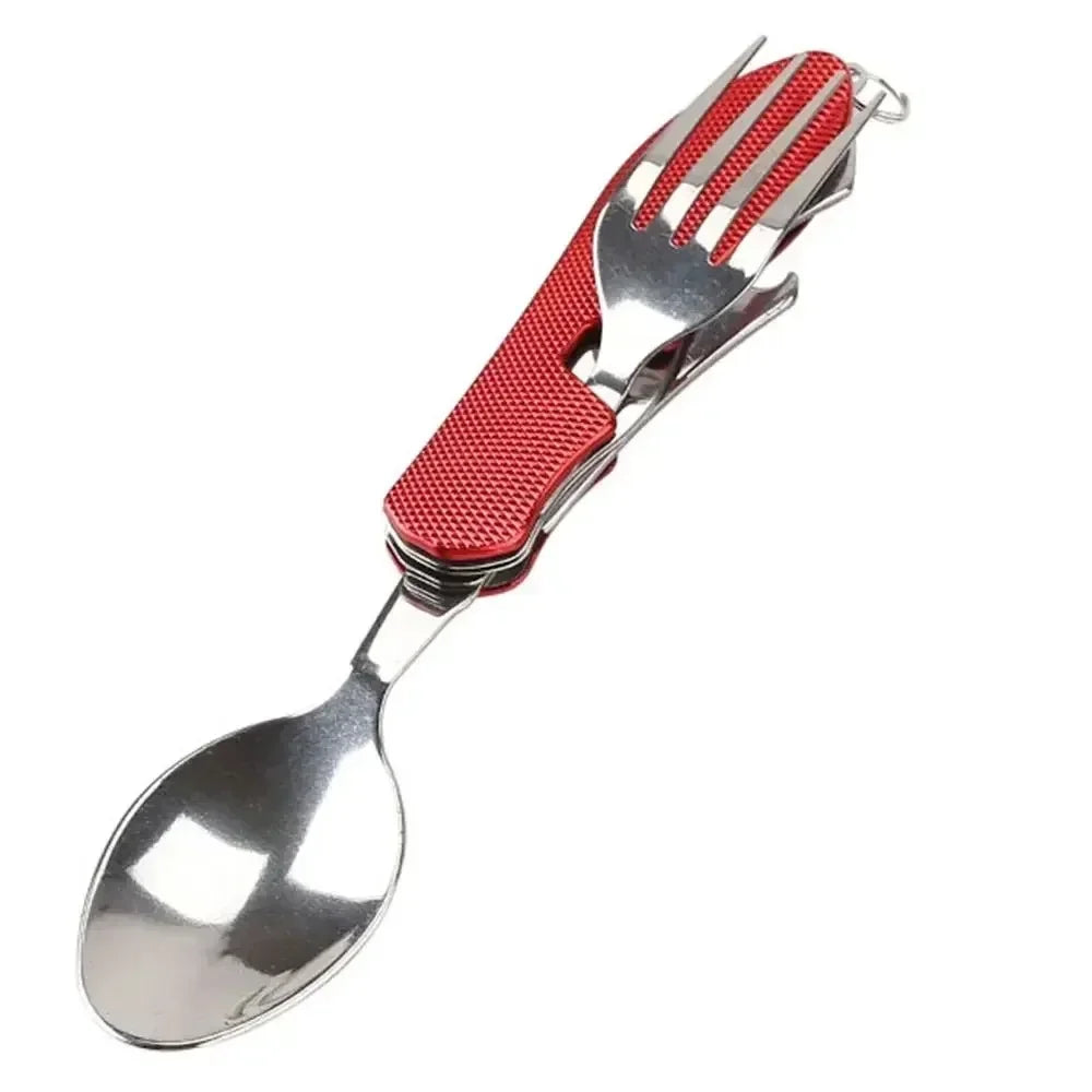 4-in-1 Foldable Camping Cutlery Set Portable Stainless Steel Utensil