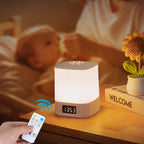 Smart LED Night Light with Clock USB Rechargeable Lamp