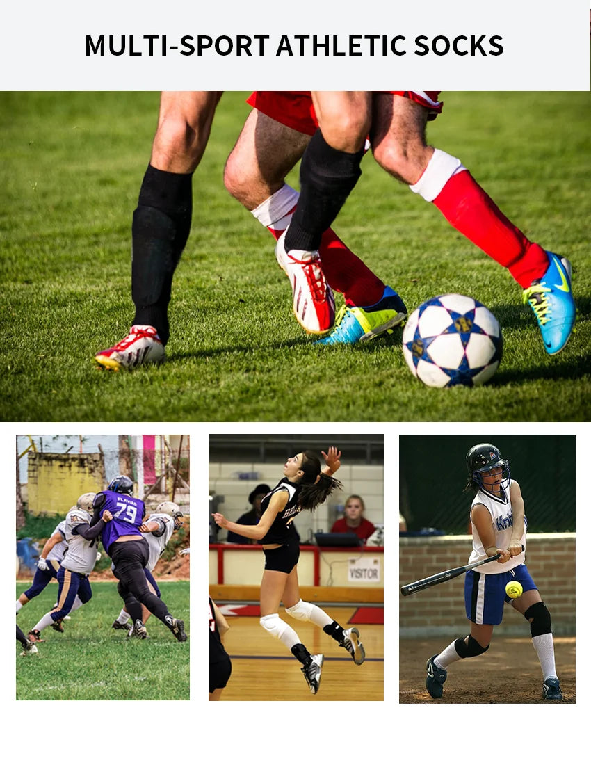 Striped Football Socks Men, Women & Kids Over Knee Soccer Rugby Sports
