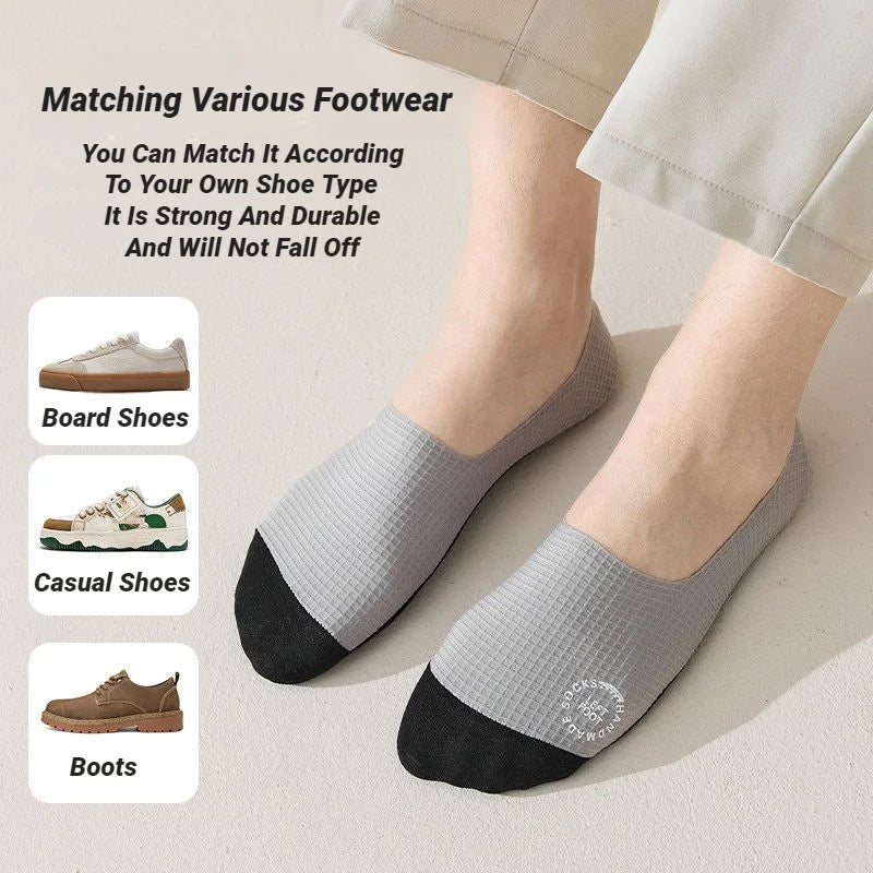 Men Invisible Socks Breathable Mesh Waffle No Show Summer Thin