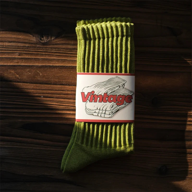 Men Vintage Thick Sports Socks Towel Bottom Casual Unisex
