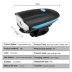 USB Rechargeable Bike Light with Horn Waterproof Headlight