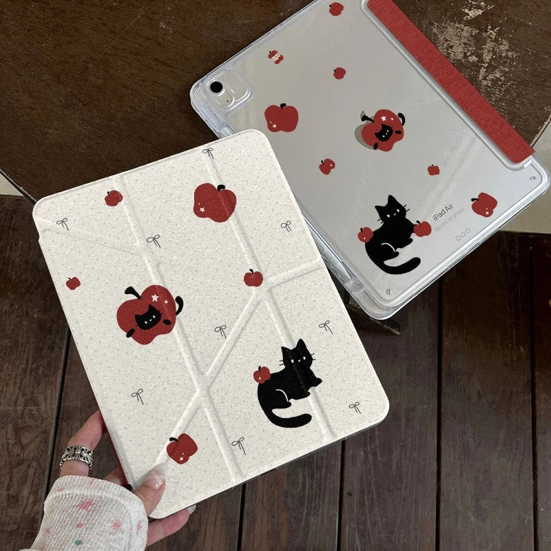 Cute Black Cat iPad Case 7 8 9 10th A16 Air 11 13 Pro 12.9 Cover