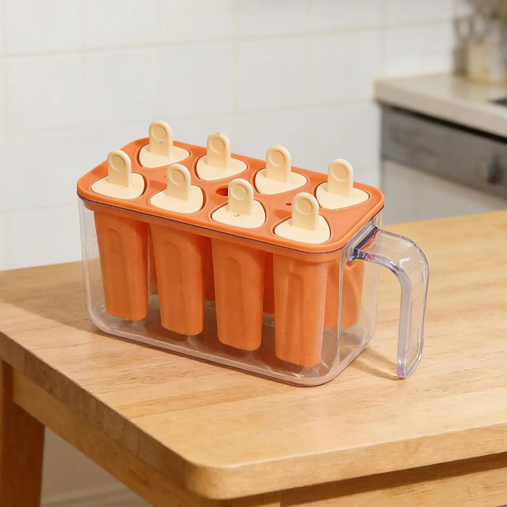 8 Grid Silicone Ice Pop Mold – Reusable DIY Ice Lolly Maker Tray