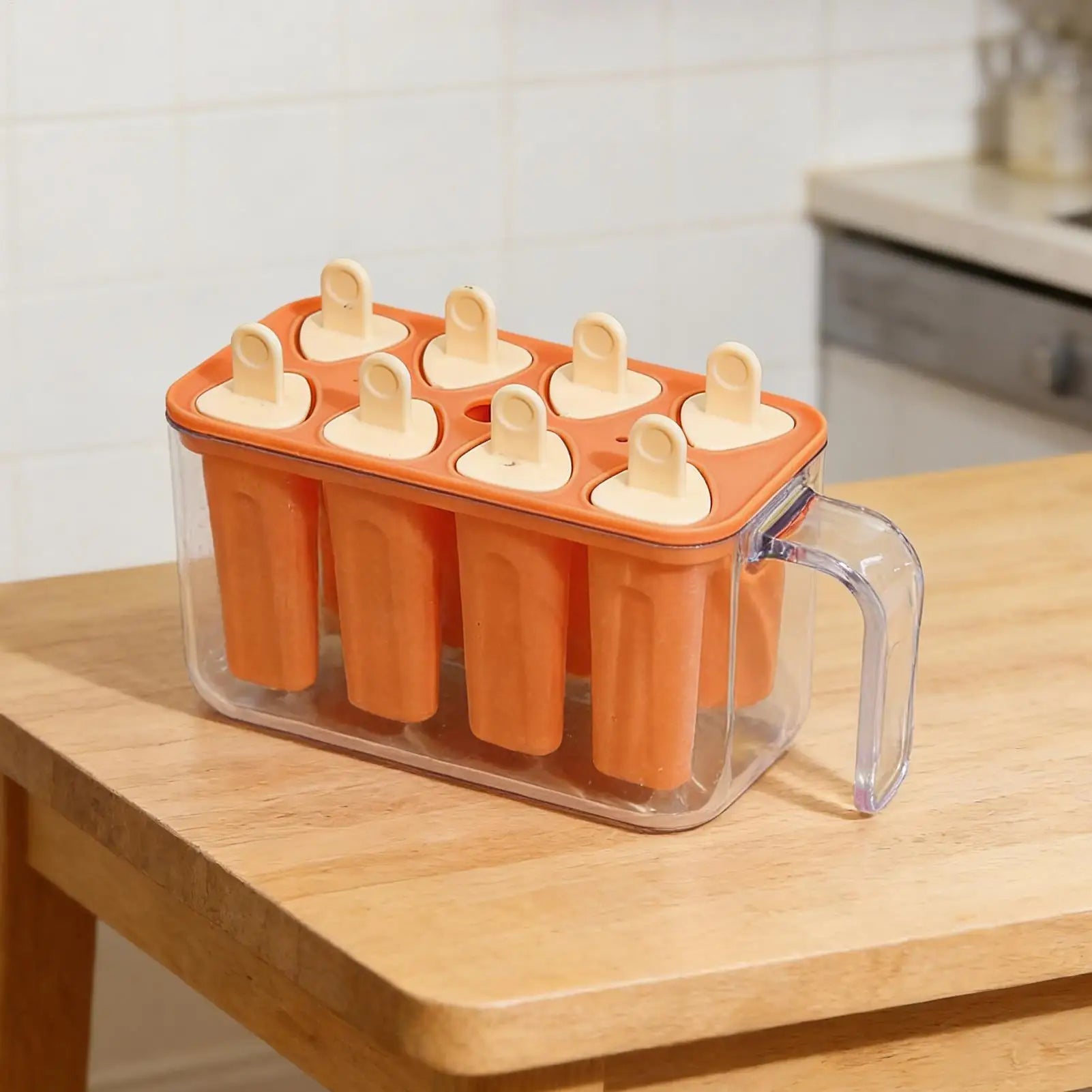 8 Grid Silicone Ice Pop Mold – Reusable DIY Ice Lolly Maker Tray