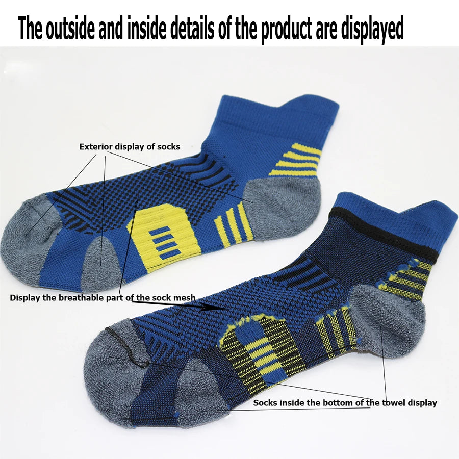 Fitness Sport Socks Non-Slip Cushioned Quick Dry Running Socks 3 Pairs
