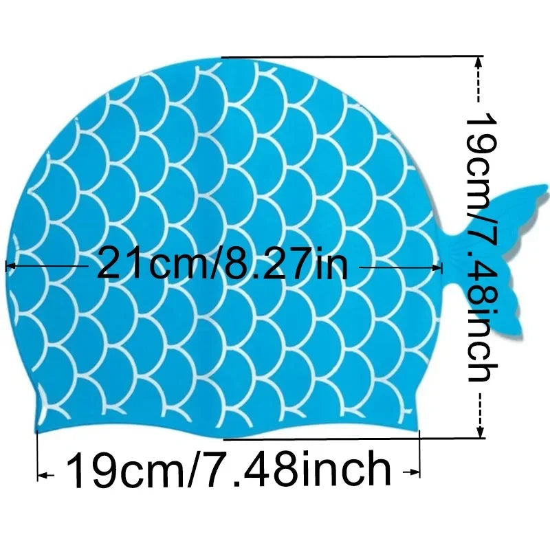 Kids Fish Tail Swim Cap Set Waterproof Swimming Hat