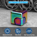 metal fidget spinner cube disassembled to reveal internal gear mechanisms and precision engineering