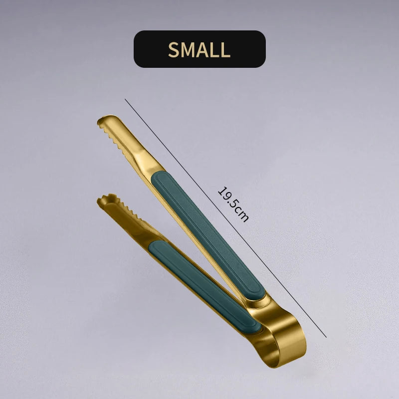 Gold Stainless Steel Food Tongs – Non-Slip BBQ, Salad & Bread Serving Tongs