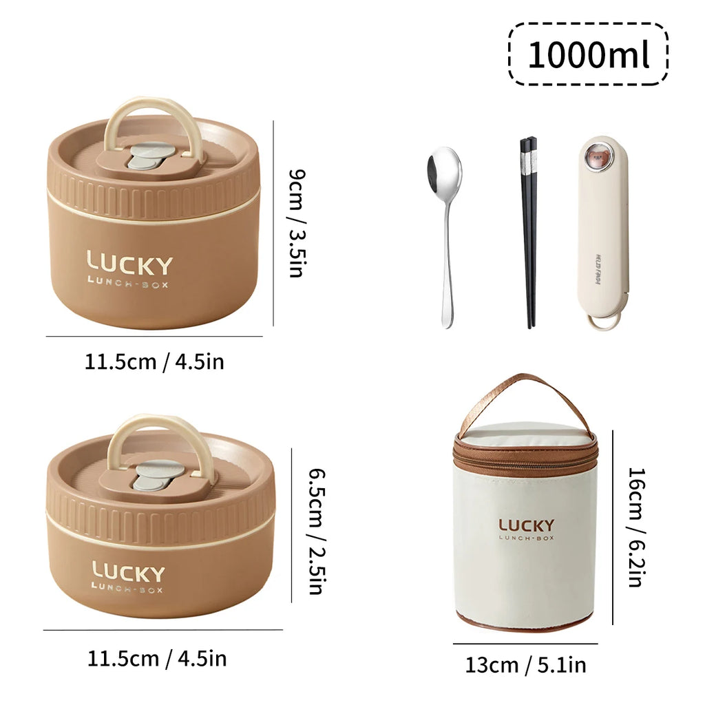 WORTHBUY Portable Thermal Lunch Box 304 Stainless Steel Insulated Bento Box