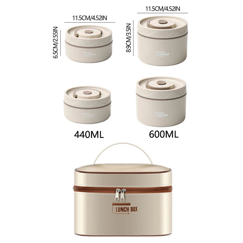 304 Stainless Steel Insulated Lunch Box Double Layer Sealed Food Container with Bag