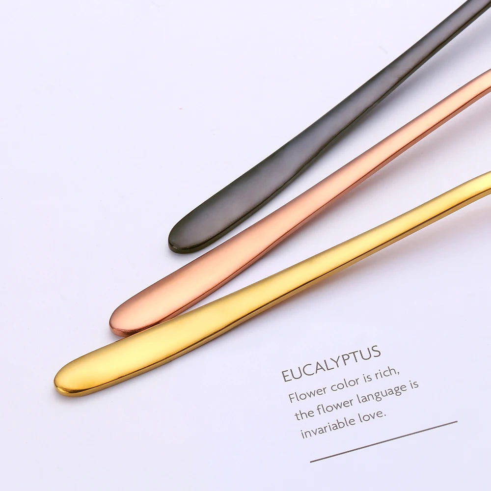 Gold Stainless Steel Fruit Fork Set Cake, Salad & Snack Cutlery (1–6Pcs)