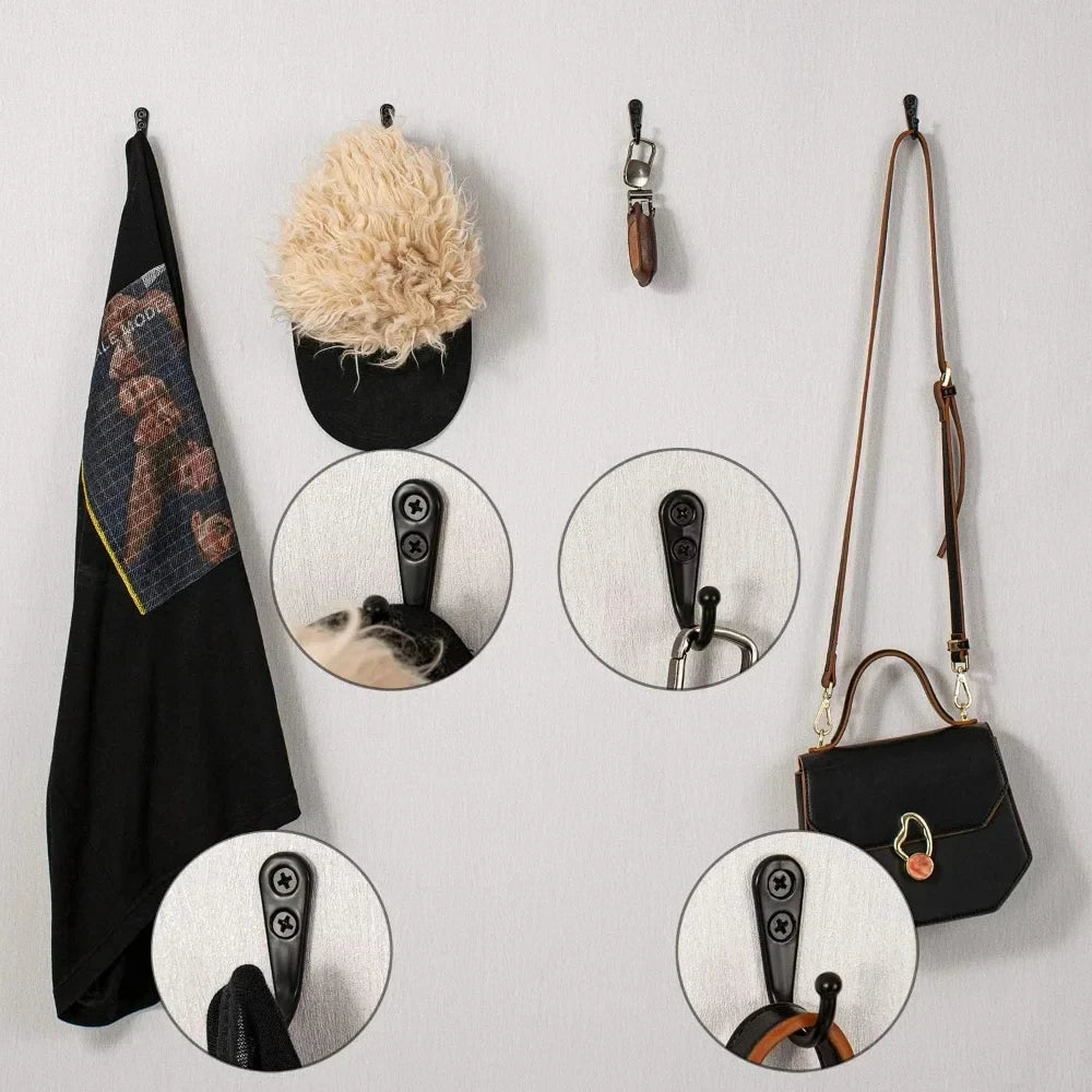 Alloy Wall Hooks with Screws Coat, Towel & Bag Hanging Hooks