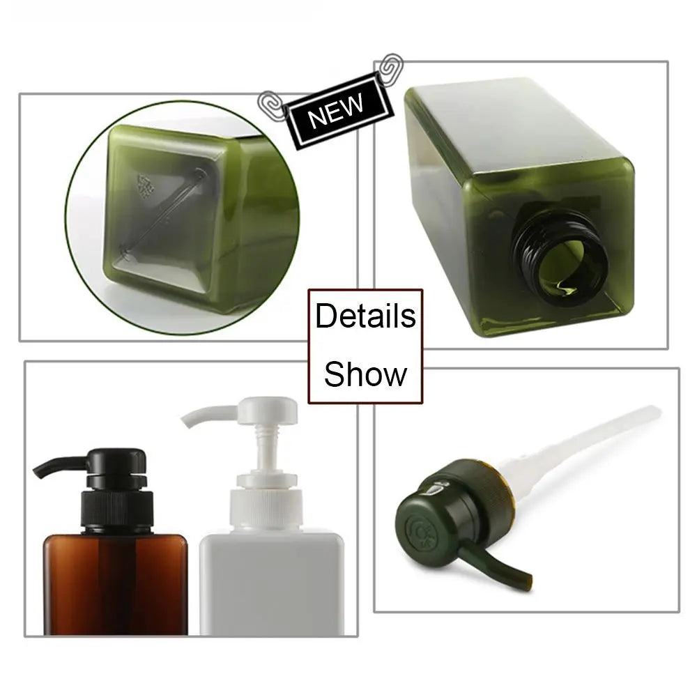 650ML Square Soap Dispenser Clear Liquid Shampoo & Lotion Pump Bottle