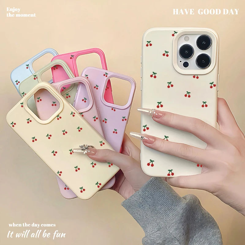 Cute Cherry Cartoon Case for iPhone 11 12 13 14 15 16 17 Pro Max