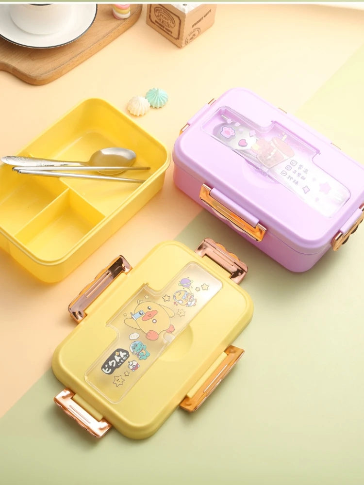 Cute Dinosaur Kids Lunch Box 3 Grid Bento Container for Students