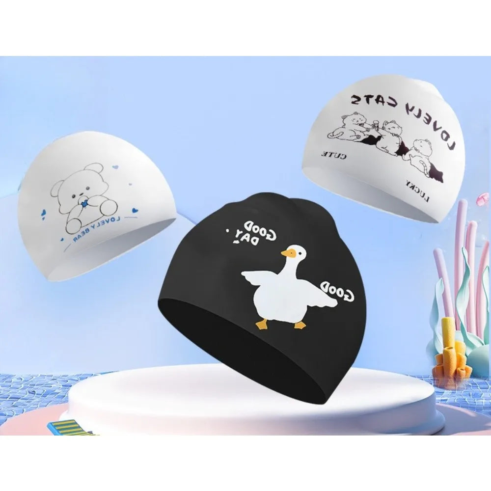 Cartoon Silicone Swimming Cap Waterproof Stretch Swim Hat