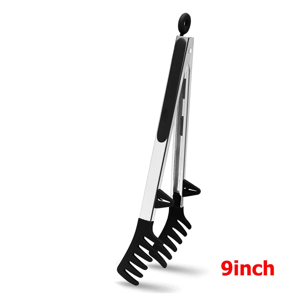 LMETJMA Silicone Kitchen Tongs Non-Stick BBQ, Steak & Pasta Serving Tool