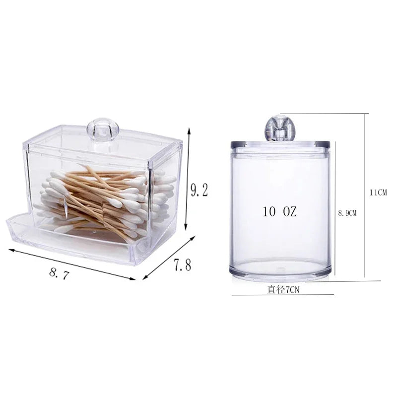 Acrylic Cotton Pad Holder Bamboo Lid Organizer