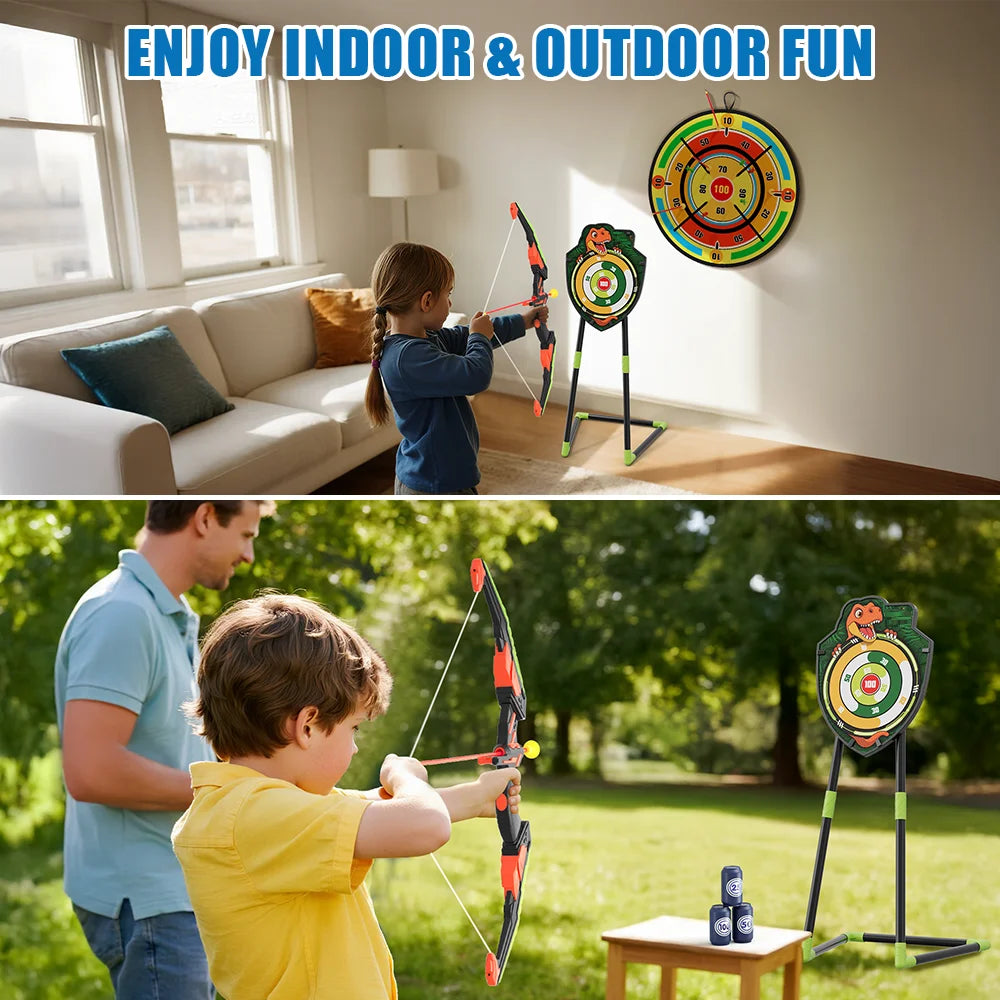 Kids Bow and Arrow Set – LED Archery Toy with Dart Board