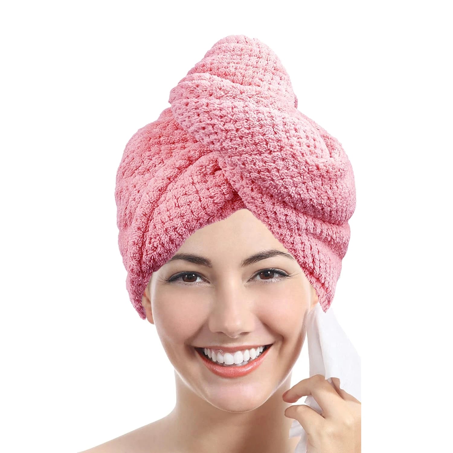 Absorbent Hair Towel Wrap Button Fast Dry Hair Turban for Women