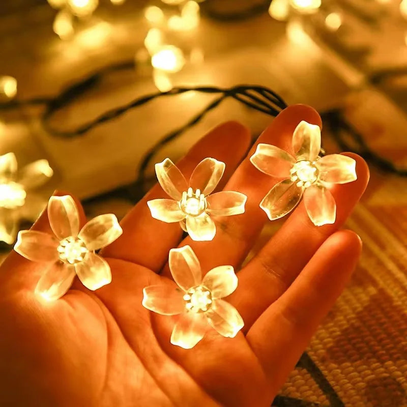 Solar Cherry Blossom Fairy Lights Outdoor Garden Lamp