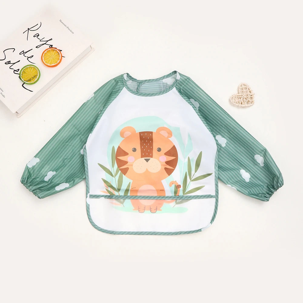 Baby Waterproof Long Sleeve Bib Smock Apron for Toddlers