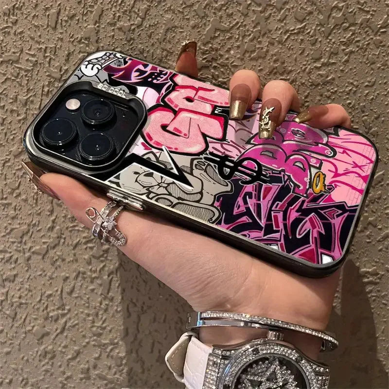 Pink Graffiti Art Case for iPhone 11 12 13 14 15 16 17 Pro Max