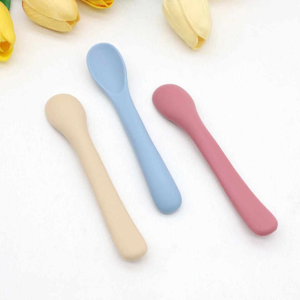 3PCS Baby Silicone Soft Spoon Set for Infant Feeding