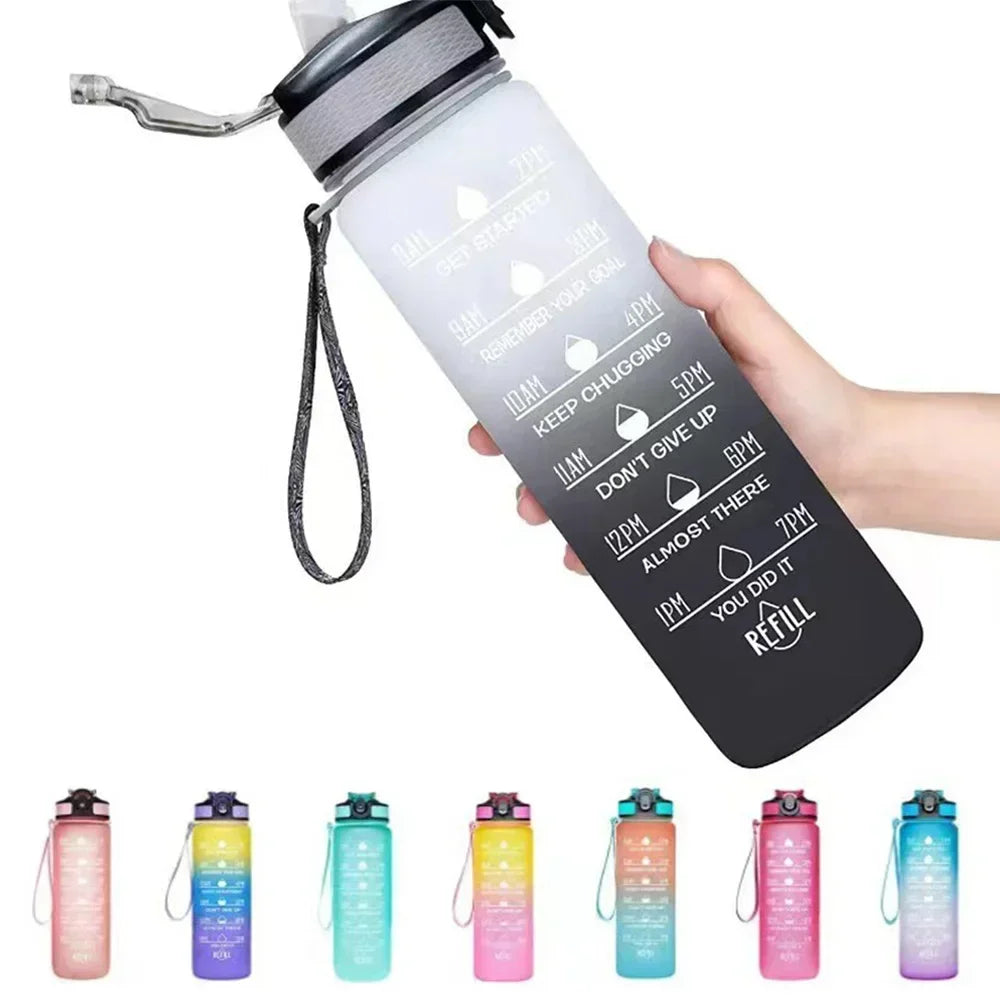 1000ml Motivational Sports Water Bottle with Time Marker