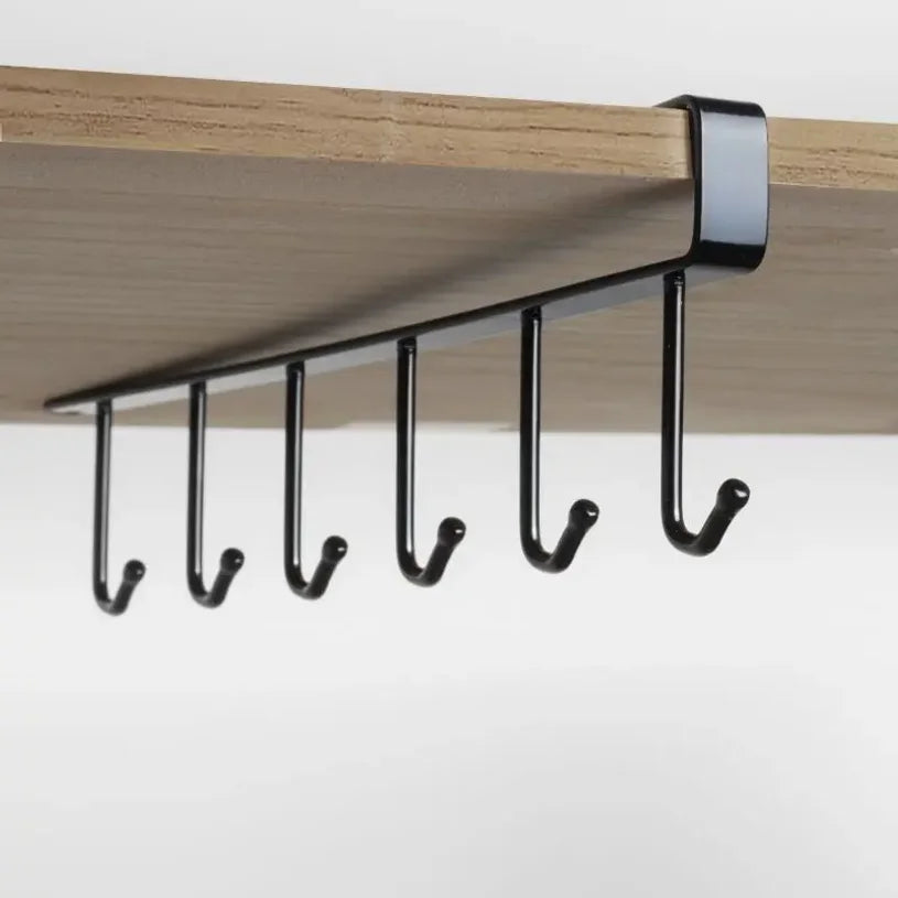 6 Hook Coffee Mug Holder Under Shelf Kitchen Cup Organizer