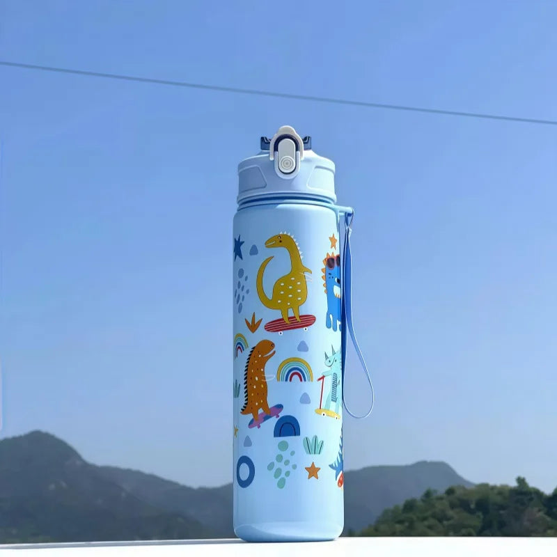 750ml Dinosaur Kids Water Bottle Leakproof Straw Cup