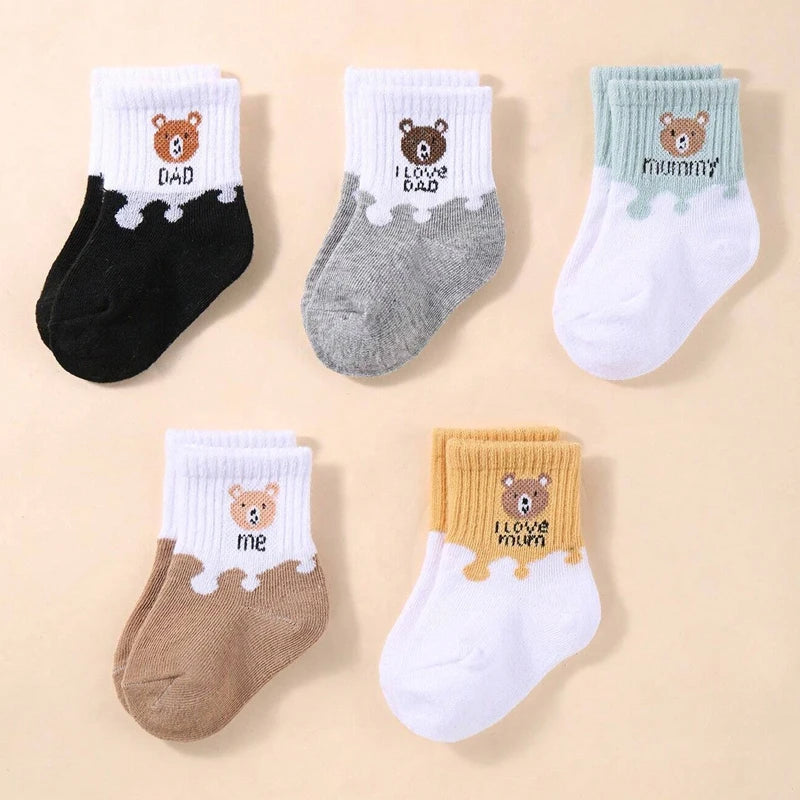 5PCS Baby Ankle Socks Soft Stretch Cotton Socks for Newborns