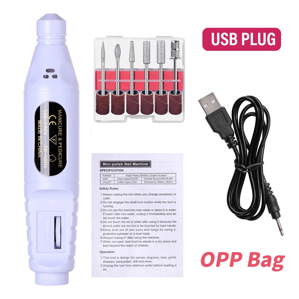 LINMANDA 6 in 1 Electric Nail Drill Kit Portable Manicure File Machine