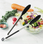 LMETJMA Silicone Kitchen Tongs Non-Stick BBQ, Steak & Pasta Serving Tool