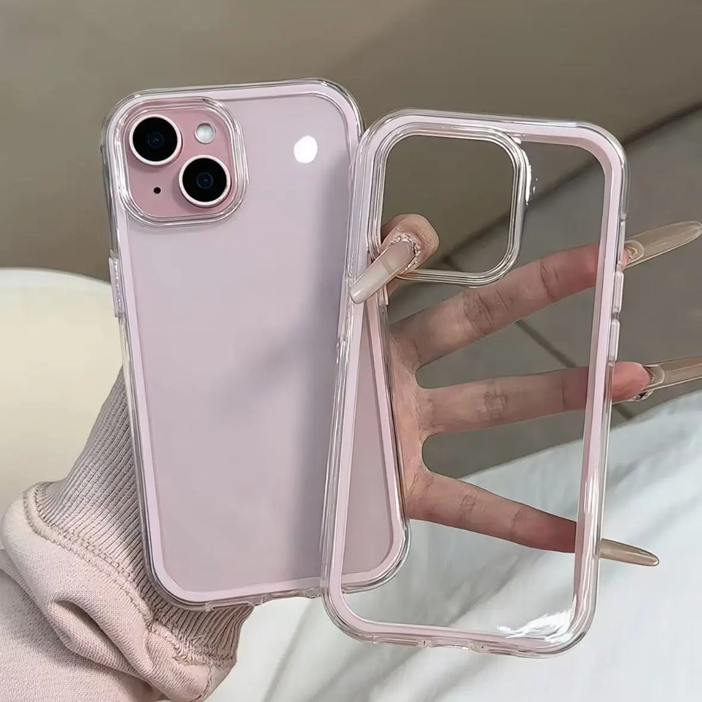 Candy Color Frame Clear Case for iPhone 11 12 13 14 15 16 17 Pro Max