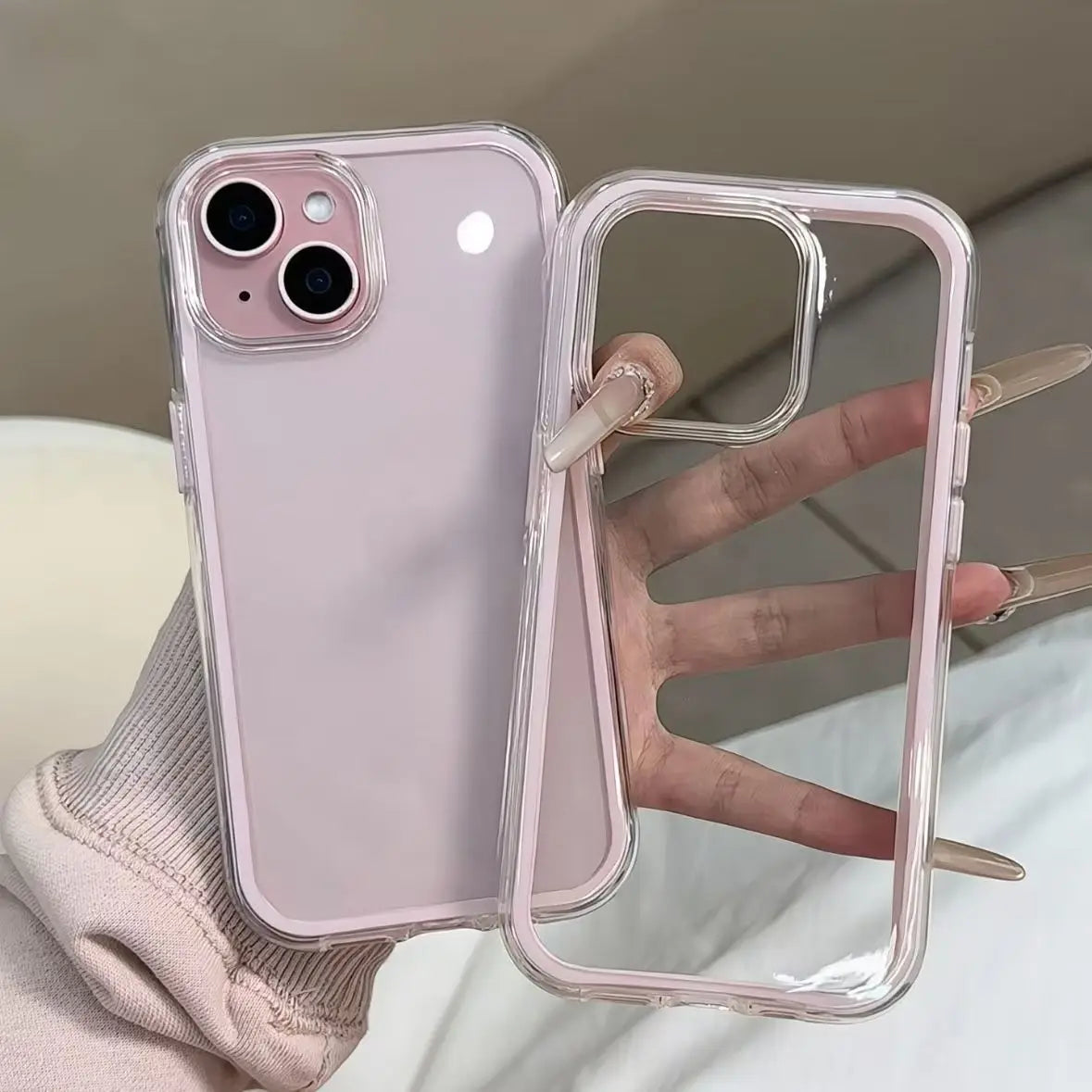 Candy Color Frame Clear Case for iPhone 11 12 13 14 15 16 17 Pro Max