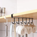 6 Hook Coffee Mug Holder Under Shelf Kitchen Cup Organizer