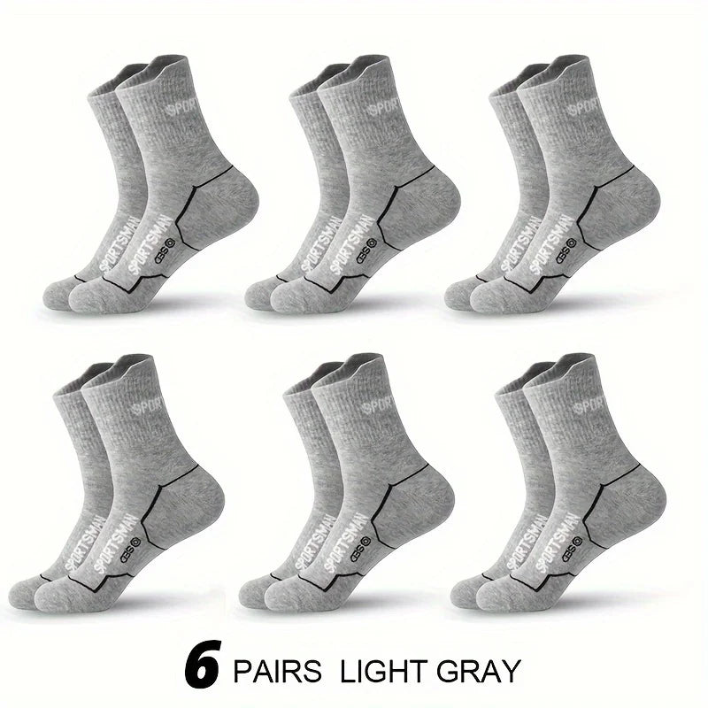 Breathable Basketball Socks Men 6 Pairs Sweat Absorbent Mesh Running