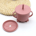 Silicone Straw Cup with Handle Multifunction Snack Cup