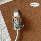 Cartoon Cat Cable Protectors (2-Pack) – Cute Charger Saver for USB-C Cables