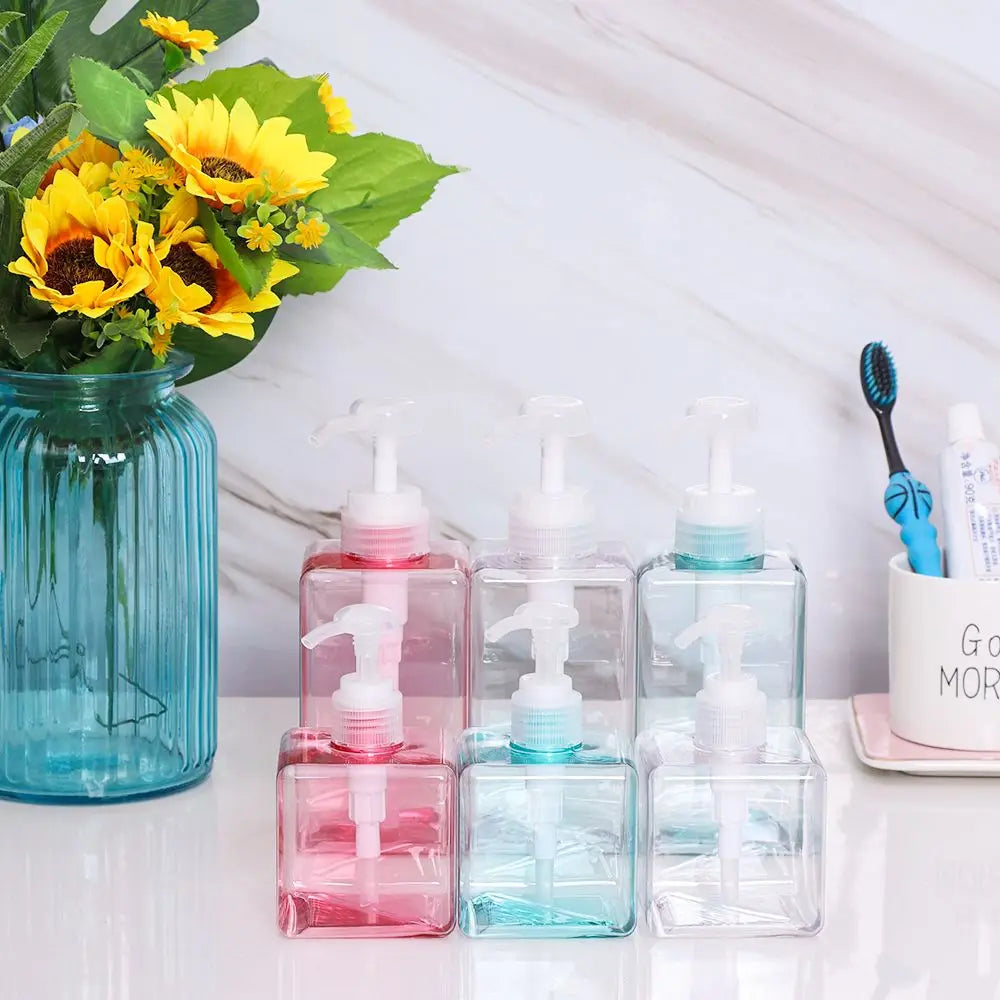 650ML Square Soap Dispenser Clear Liquid Shampoo & Lotion Pump Bottle