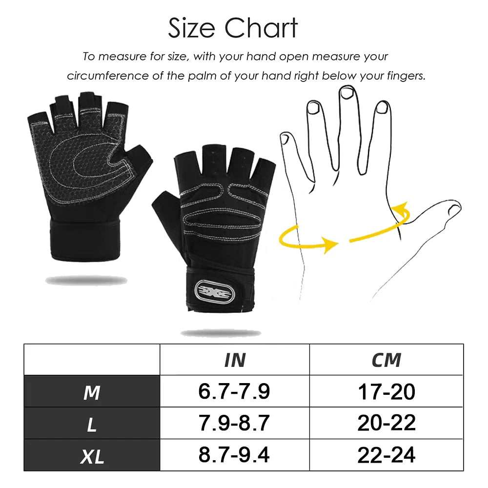 Workout Gloves Half Finger Wrist Wrap Gym Cycling Weight Training Secondary image